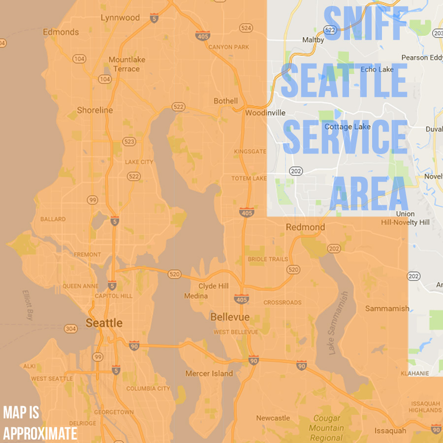 Map Of Service Area For SNIFF Seattle Dog Walkers